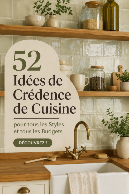 Crédence de cuisine moderne en carrelage blanc brillant avec des accents colorés.
