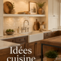 Une cuisine accueillante avec des couleurs chaudes et des accessoires décoratifs