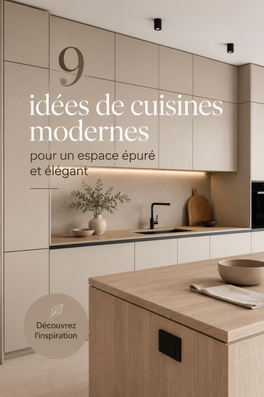 Cuisine moderne et élégante avec des éléments design et chaleureux