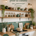 Une cuisine confortablement décorée, avec des éléments chaleureux pour l'hiver.