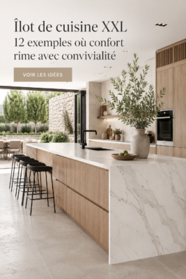 Îlot de cuisine XXL avec un espace convivial pour la famille et les amis.
