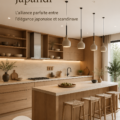 Intérieur japonais scandinave avec des éléments décoratifs chaleureux.