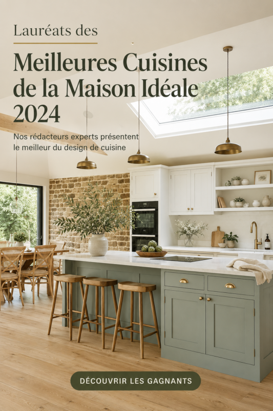 Tendances déco cuisine 2024 avec un design moderne et chaleureux.