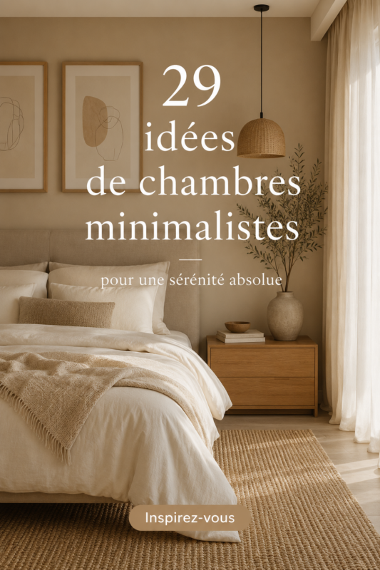 Une chambre minimaliste avec des tons doux et un mobilier simple, créant une atmosphère apaisante.