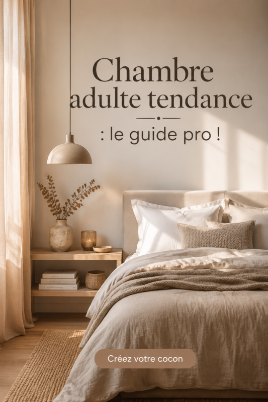Chambre adulte moderne avec un lit confortable et une décoration cosy.