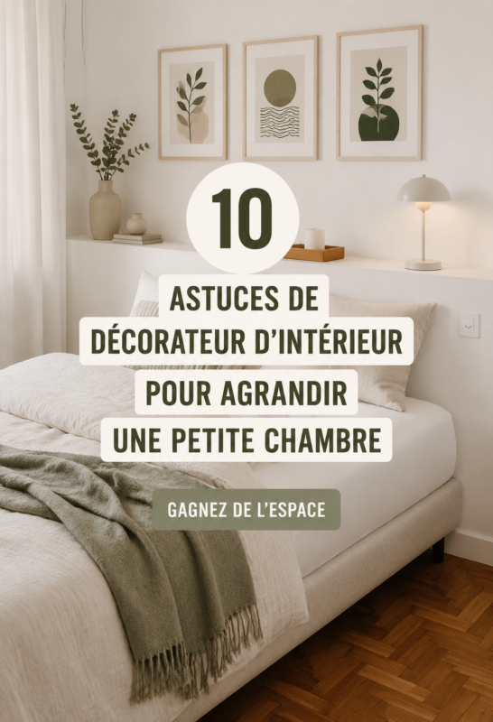 Une petite chambre chaleureuse avec des couleurs claires et un mobilier optimisé pour un espace agrandi.