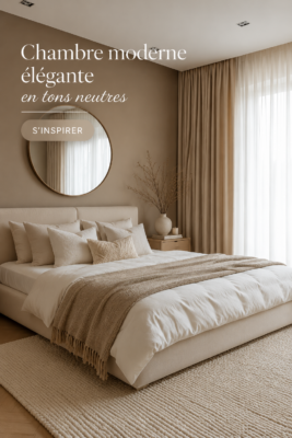 Chambre moderne avec décoration en tons neutres