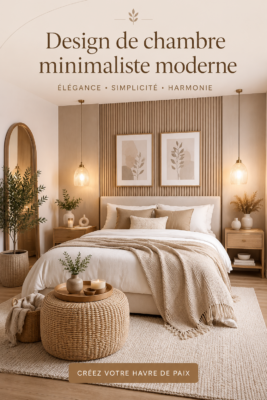 Chambre moderne et minimaliste avec une décoration cosy et épurée.