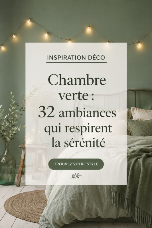 Chambre avec des murs verts et une décoration cosy, invitant à la sérénité.