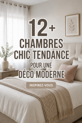 Une chambre moderne avec décoration chic et cosy, mettant en avant des couleurs douces et des textures chaleureuses.