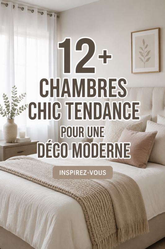 Une chambre moderne avec décoration chic et cosy, mettant en avant des couleurs douces et des textures chaleureuses.