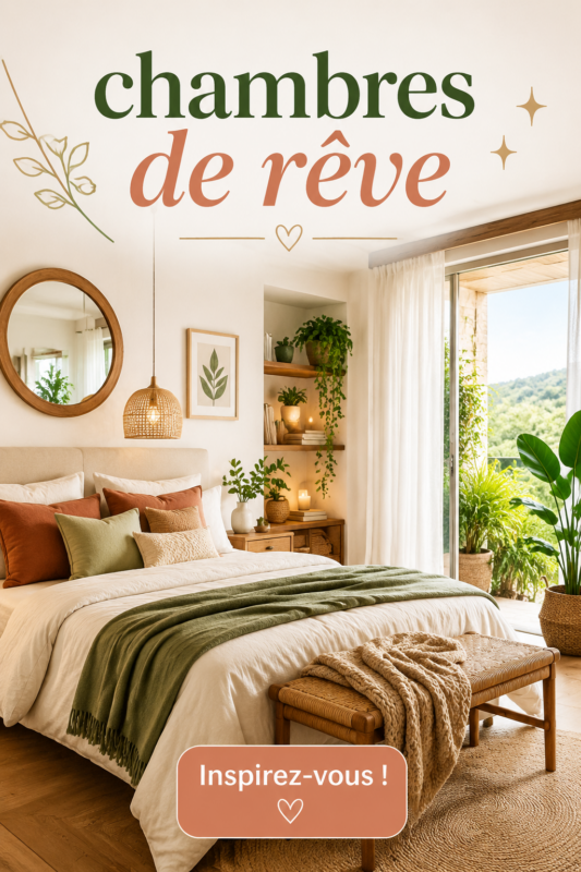 Chambre cosy avec des couleurs douces et des accessoires chaleureux