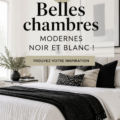 Chambre moderne en noir et blanc avec un éclairage doux