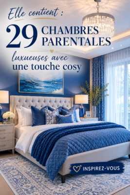 Chambre parentale luxueuse avec des touches cosy et un éclairage doux