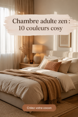 Chambre adulte avec des teintes douces et cosy pour une ambiance zen.