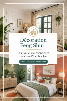 Chambre zen décorée avec des couleurs apaisantes selon le Feng Shui.