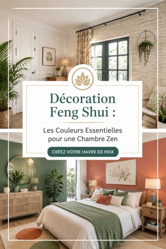 Chambre zen décorée avec des couleurs apaisantes selon le Feng Shui.