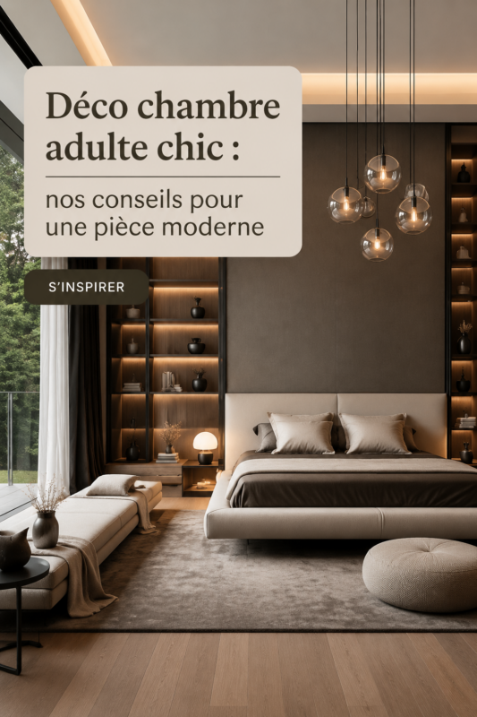 Chambre adulte chic et moderne avec des couleurs harmonieuses et des accessoires de décoration élégants