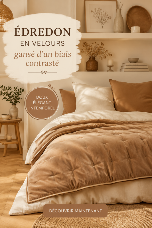 Édredon en velours gansé dans une chambre cosy