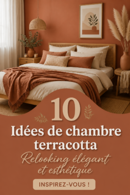 Chambre décorée avec des éléments terracotta et des touches cozy