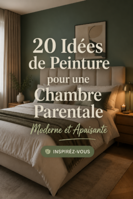 Chambre parentale moderne peinte dans des teintes apaisantes.