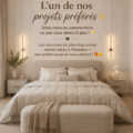 Une chambre cozy avec des éléments de décoration modernes et chaleureux.