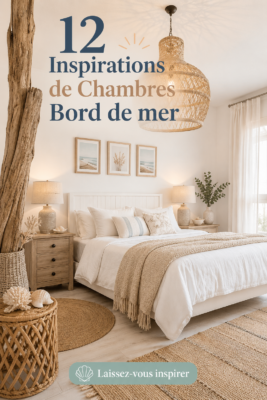 Chambre au style bord de mer avec des couleurs apaisantes et du mobilier en bois.