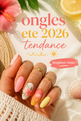 Manucure tendance été 2026 avec des couleurs vives et motifs audacieux.
