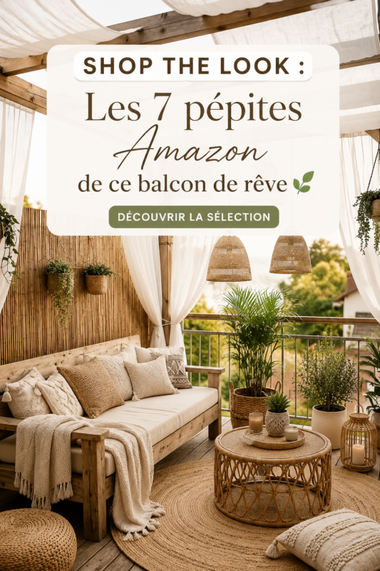 Balcon décoré avec des plantes et du mobilier cozy pour un espace extérieur accueillant