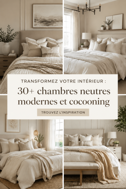 Chambre neutre avec des touches confortables et modernes