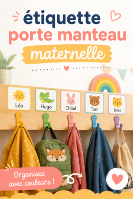 Étiquettes de porte-manteau personnalisées avec des dessins d'enfants et leurs prénoms