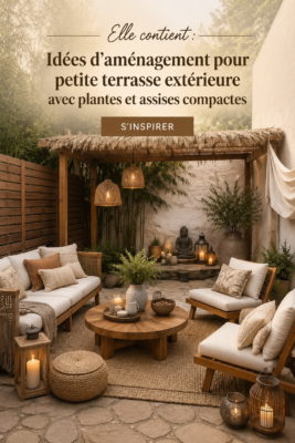 Petit patio extérieur cosy avec plantes et mobilier compact