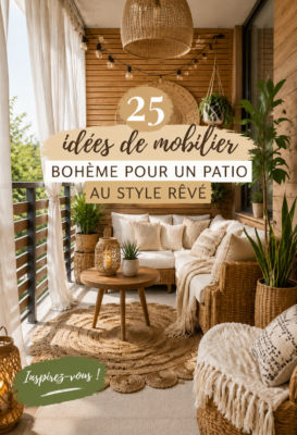 Montage de meubles de jardin boho dans un espace extérieur cosy