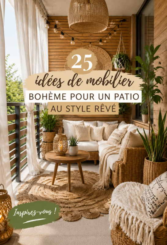 Montage de meubles de jardin boho dans un espace extérieur cosy