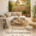 Terrasse inspirée du style méditerranéen avec décoration boho chic.