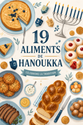 Table joliment décorée pour la fête de Hanoukka avec des plats traditionnels