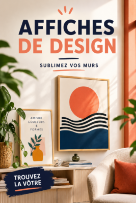 Affiches modernes accrochées au mur d'une pièce cosy