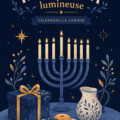 Cartes de vœux colorées et festives pour Hanoukka, mettant en avant des designs lumineux et joyeux.