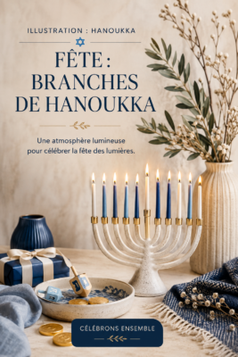 Branches décoratives illuminées pour Hanukkah.