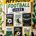 Affiche football colorée pour stimuler l'esprit d'équipe au lycée.