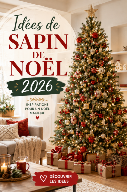 Sapin de Noël decoré avec des lumières et des ornements modernes pour 2026