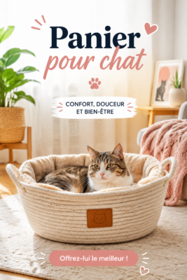 Un panier pour chat douillet, bien intégré dans une décoration intérieure cosy.