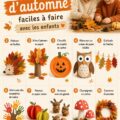 Des enfants amusés en train de réaliser des bricolages d'automne avec des fournitures colorées.