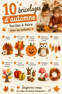 Des enfants amusés en train de réaliser des bricolages d'automne avec des fournitures colorées.