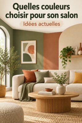 Salon moderne avec des couleurs tendance de 2026, créant une ambiance chaleureuse et accueillante.