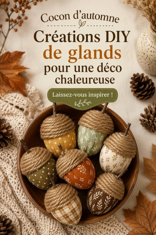 Décoration automnale avec des créations DIY en glands dans un intérieur cozy