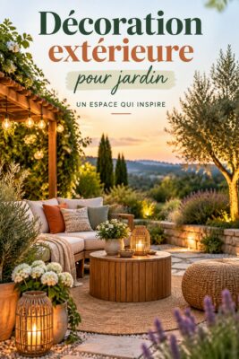 Jardin décoré avec des meubles confortables et des plantes colorées