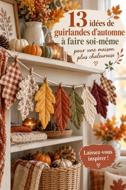 Guirlande automnale DIY suspendue dans un intérieur cozy