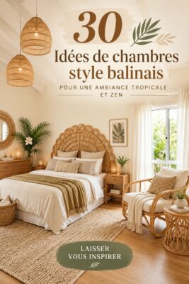 Chambre balinaise avec des touches tropicales, ambiance zen