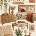 Chambre boho neutre avec une ambiance cosy et apaisante.